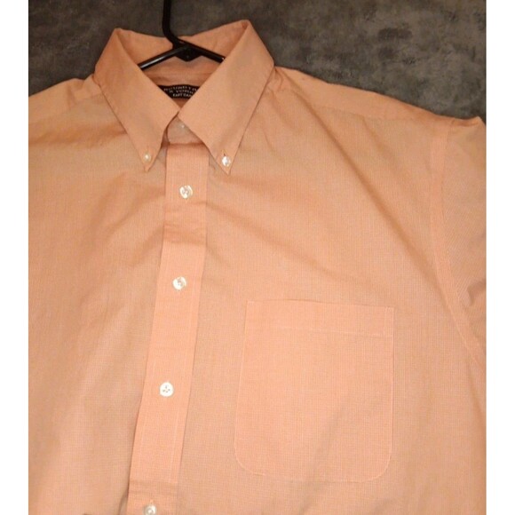 Men's Roundtree Yorke Button Down Shirt Large Short Sleeve Apricot - Picture 5 of 5